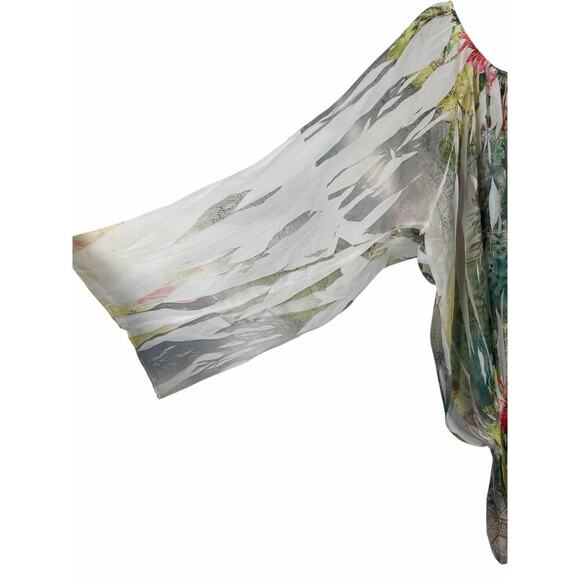 Lane Bryant Floral Off Shoulder Blouse Size 18 / 20 W Sheer Botanical Whimsical - Picture 4 of 13